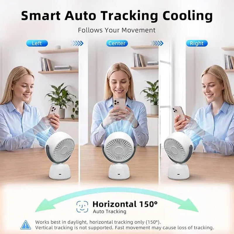 Smart AI Face Tracking Fan - 200 Speeds Auto following Portable Desk Fan