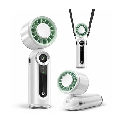 199 Speed Portable Ice Cooling Fan, Foldable Adjustable Handheld Fan, 4000Mah Rechargeable Battery up to 23H Runtime, Digital LCD Display, Built-In Flashlight, Personal Fan Support Handheld/Neck/Desktop for Travel Outdoor Office