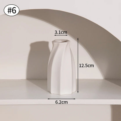 White Ceramic Vases Nordic Decorative Vasen Ornaments Home Living Room Decor Flower Arrangements Sketching Props Desktop Decor