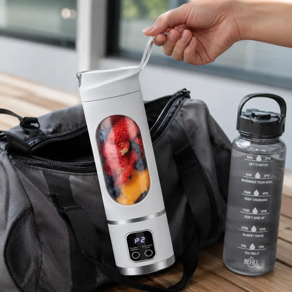 Portable Blender with Digital Display, 3 Juicing Modes & 12 Stainless Steel Blades, Double-Hugged Leakproof, Personal Smoothie Maker for Fruit, Ice, Baby Food, Perfect for Travel, Gym, Office, Memorial Day Gift