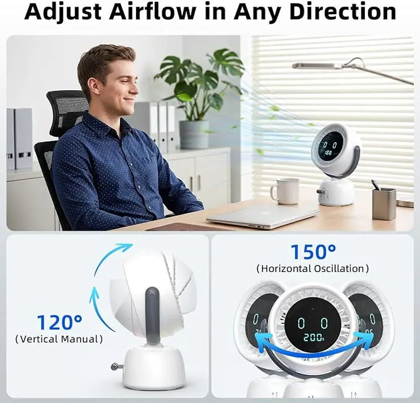 Smart AI Face Tracking Fan - 200 Speeds Auto following Portable Desk Fan