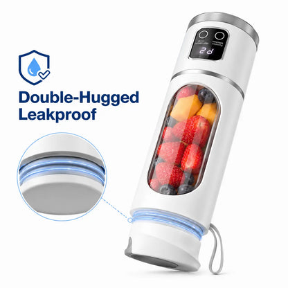 Portable Blender with Digital Display, 3 Juicing Modes & 12 Stainless Steel Blades, Double-Hugged Leakproof, Personal Smoothie Maker for Fruit, Ice, Baby Food, Perfect for Travel, Gym, Office, Memorial Day Gift