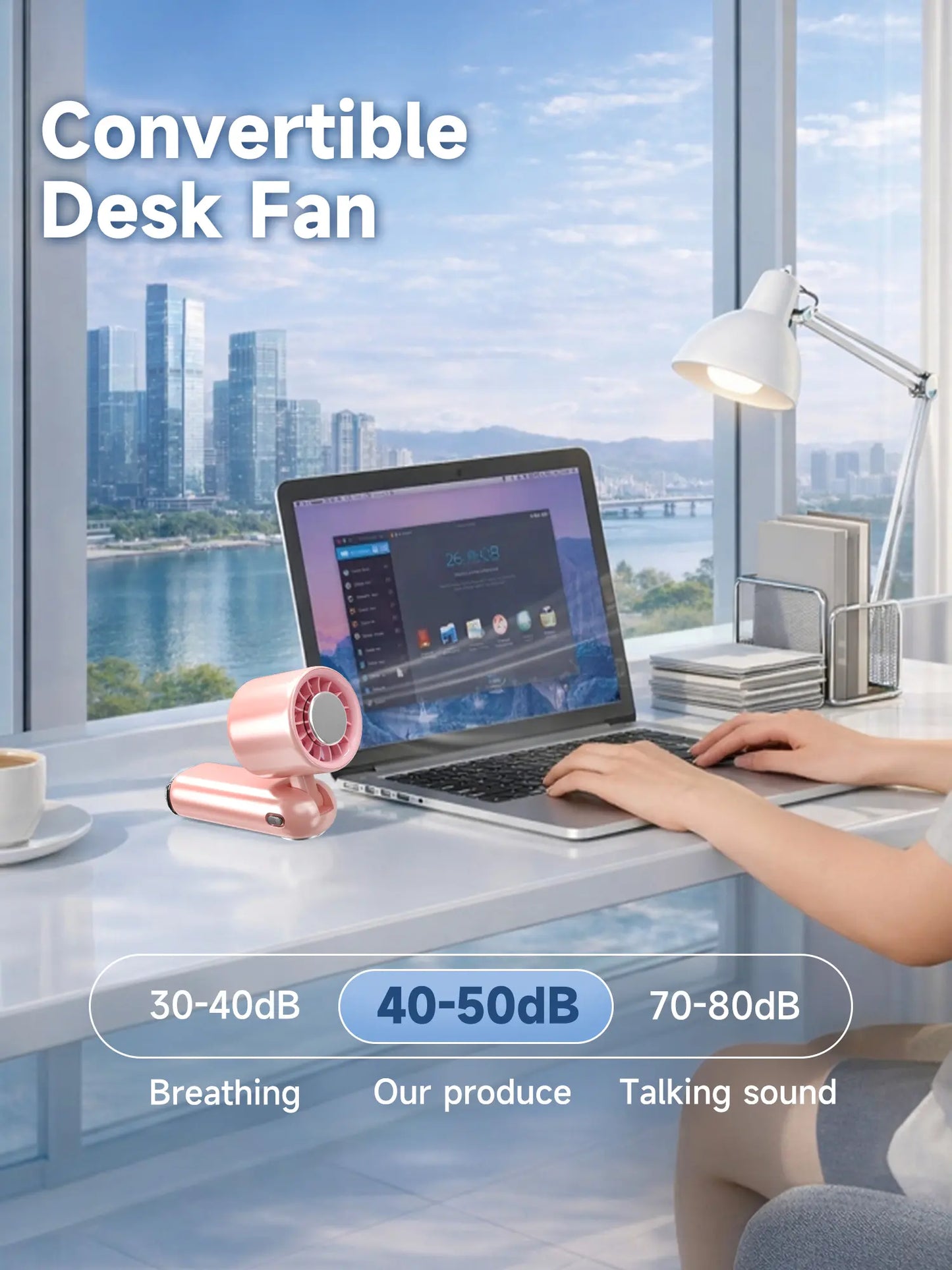 199 Speed Portable Ice Cooling Fan, Foldable Adjustable Handheld Fan, 4000Mah Rechargeable Battery up to 23H Runtime, Digital LCD Display, Built-In Flashlight, Personal Fan Support Handheld/Neck/Desktop for Travel Outdoor Office