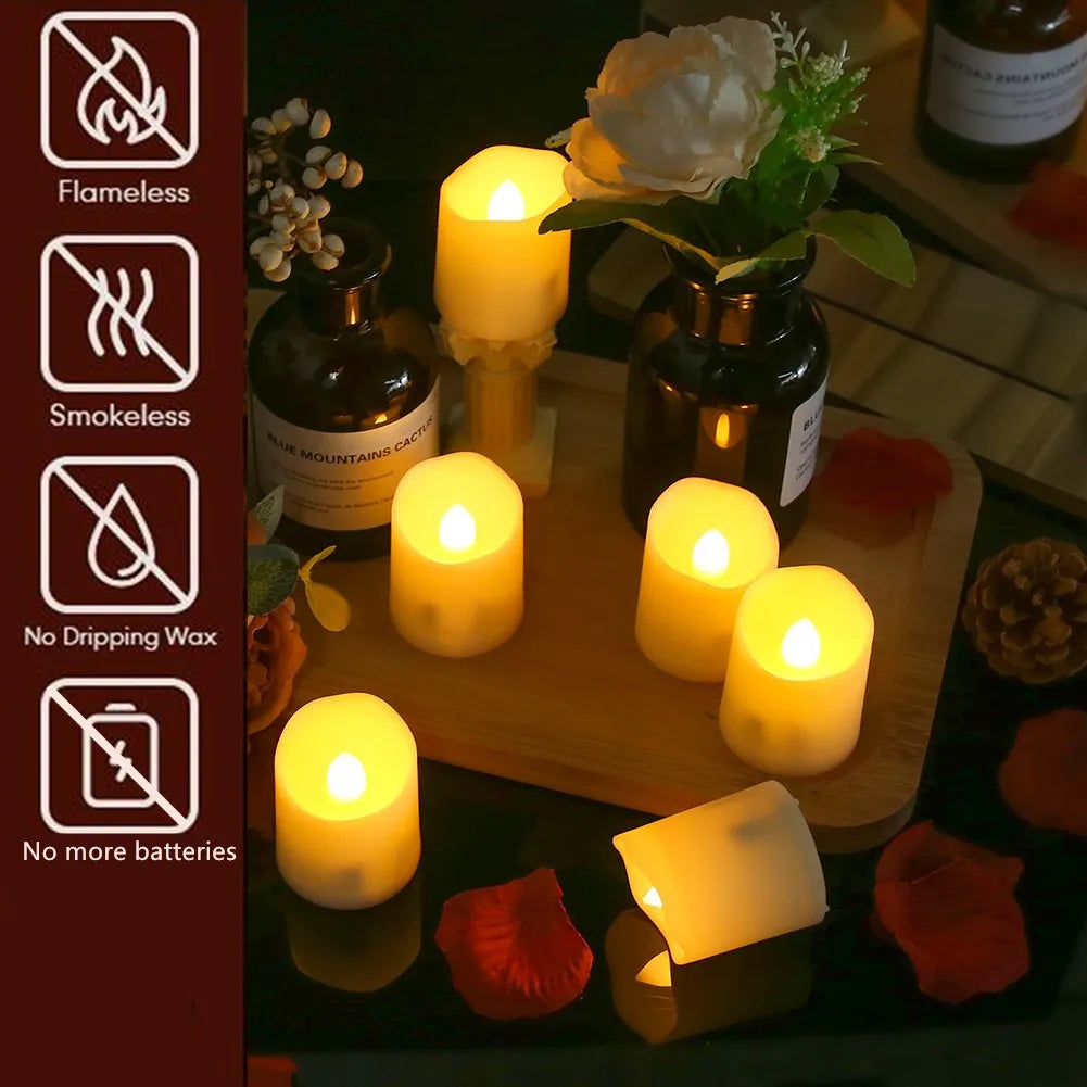 Rechargeable LED Candles by USB Timer Remote Flickering Flames Wedding Candles Birthday Home Decor Tealights Charger Candle Lamp