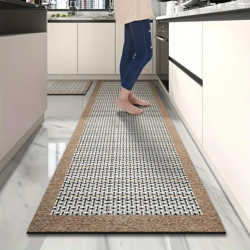 Long Imitation Woven Kitchen Floor Mats Diatom Mud Printed Non-Slip Mats Bathroom Absorbent Mats Door Mats Restaurant Mats