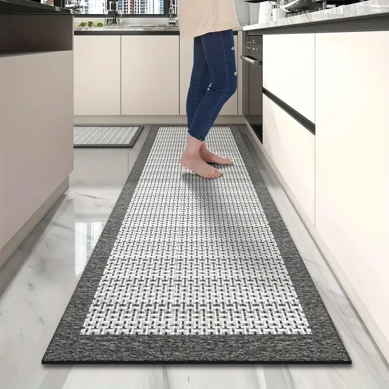 Long Imitation Woven Kitchen Floor Mats Diatom Mud Printed Non-Slip Mats Bathroom Absorbent Mats Door Mats Restaurant Mats