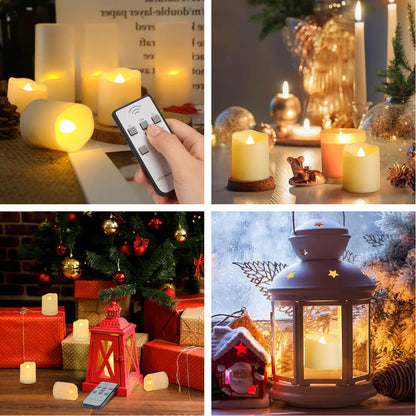 Rechargeable LED Candles by USB Timer Remote Flickering Flames Wedding Candles Birthday Home Decor Tealights Charger Candle Lamp