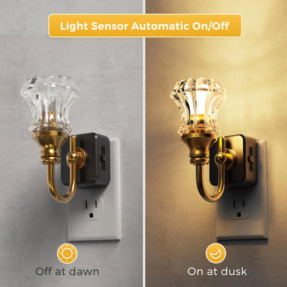LOHAS LED Floral Night Lights Plug into Wall with Dusk to Dawn Sensor & Adjustable Brightness, 3000K Soft White, for Hallway Bedroom Stairway