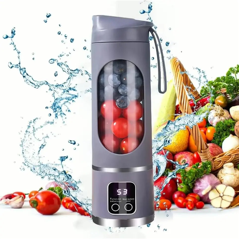Portable Blender with Digital Display, 3 Juicing Modes & 12 Stainless Steel Blades, Double-Hugged Leakproof, Personal Smoothie Maker for Fruit, Ice, Baby Food, Perfect for Travel, Gym, Office, Memorial Day Gift
